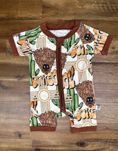 Load image into Gallery viewer, Cowboy Bamboo Shortie Romper (FINAL SALE)