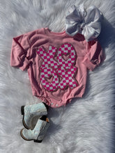 Load image into Gallery viewer, Light Pink Valentines Day Patch Bubble Rompers