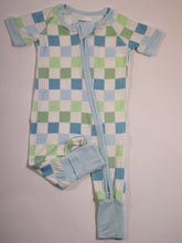 Load image into Gallery viewer, Ocean Checks Bamboo Short Sleeve Sleeper (FINAL SALE)