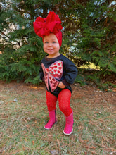 Load image into Gallery viewer, Black Valentines Day Patch Bubble Rompers