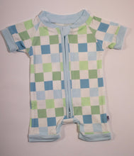 Load image into Gallery viewer, Ocean Checks Bamboo Shortie Romper (FINAL SALE)
