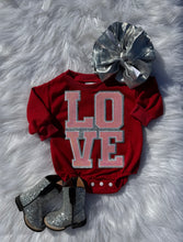 Load image into Gallery viewer, Red Valentines Day Patch Bubble Rompers