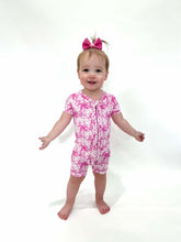 Load image into Gallery viewer, Blooming Bows Ruffled Bamboo Shortie Romper