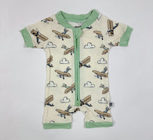 Load image into Gallery viewer, Airplane Bamboo Shortie Romper (FINAL SALE)