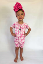Load image into Gallery viewer, Blooming Bows Ruffled Bamboo Shortie Romper