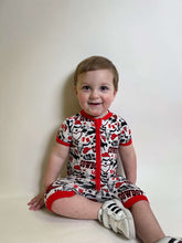 Load image into Gallery viewer, Red Cowboy Bamboo Shortie Romper (FINAL SALE)