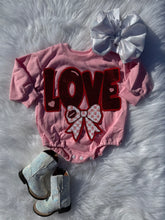 Load image into Gallery viewer, Light Pink Valentines Day Patch Bubble Rompers