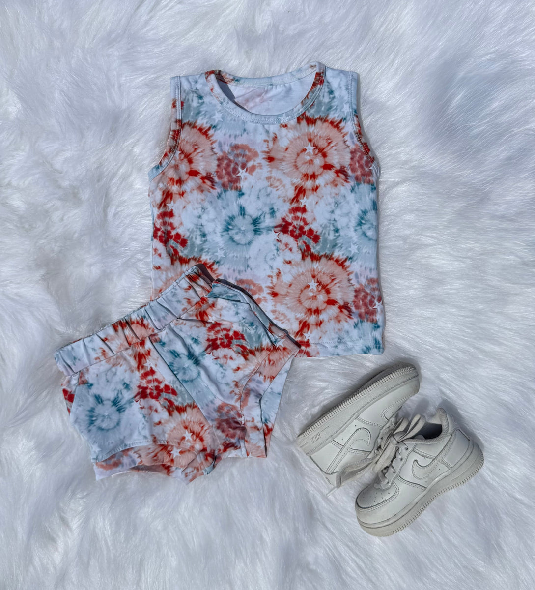 Red, White, & Tie Dye Short Set (FINAL SALE)