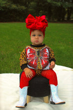 Load image into Gallery viewer, Cheetah Santa Bow Bubble Romper