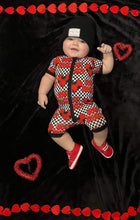 Load image into Gallery viewer, Checkered Heart Breaker Bamboo Shortie Romper (FINAL SALE)