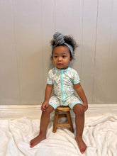 Load image into Gallery viewer, Blue Bunnies Bamboo Shortie Romper (FINAL SALE)