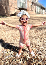 Load image into Gallery viewer, Peach Bunnies Bamboo Shortie Romper (FINAL SALE)