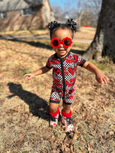 Load image into Gallery viewer, Checkered Heart Breaker Bamboo Shortie Romper (FINAL SALE)
