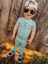 Load image into Gallery viewer, Checkered Mama's Boy Short Sleeve Bamboo Sleeper (FINAL SALE)