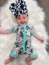 Load image into Gallery viewer, Yeehaw Cowboy Bamboo Shortie Romper (FINAL SALE)