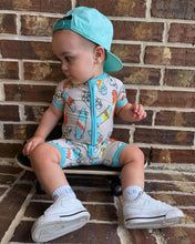Load image into Gallery viewer, Skater Boy Bamboo Shortie Romper (FINAL SALE)