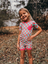 Load image into Gallery viewer, Bubblegum Checks Bamboo Short Set (FINAL SALE)