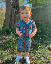 Load image into Gallery viewer, BLUE Bella-Breez Hunting Club Bamboo Shortie Romper (FINAL SALE)