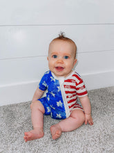 Load image into Gallery viewer, Patriotic Bamboo Shortie Romper (FINAL SALE)
