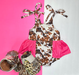 Pink Cowgirl Skirted Romper