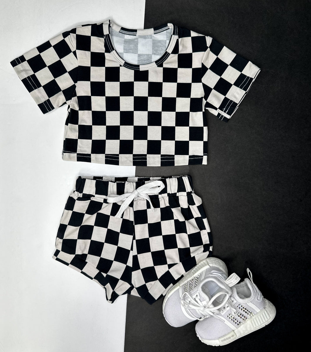Black & Off White Checkered Set