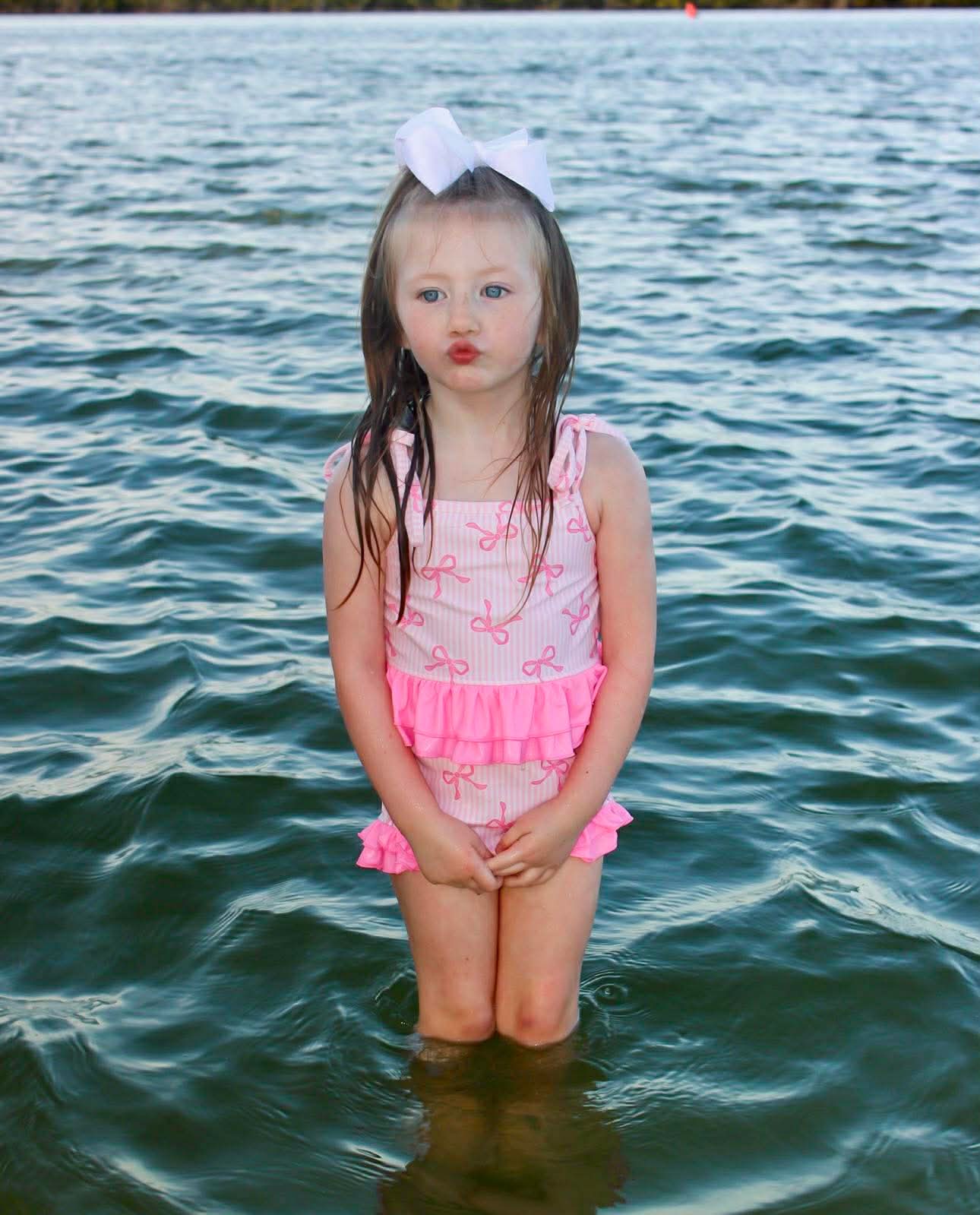 Pink Bows 2 Piece Swim Suit