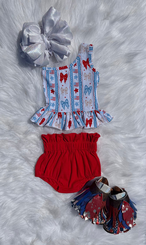 0/3 Months & 6/12 Months USA Bow Babe One Shoulder Top (FINAL SALE)