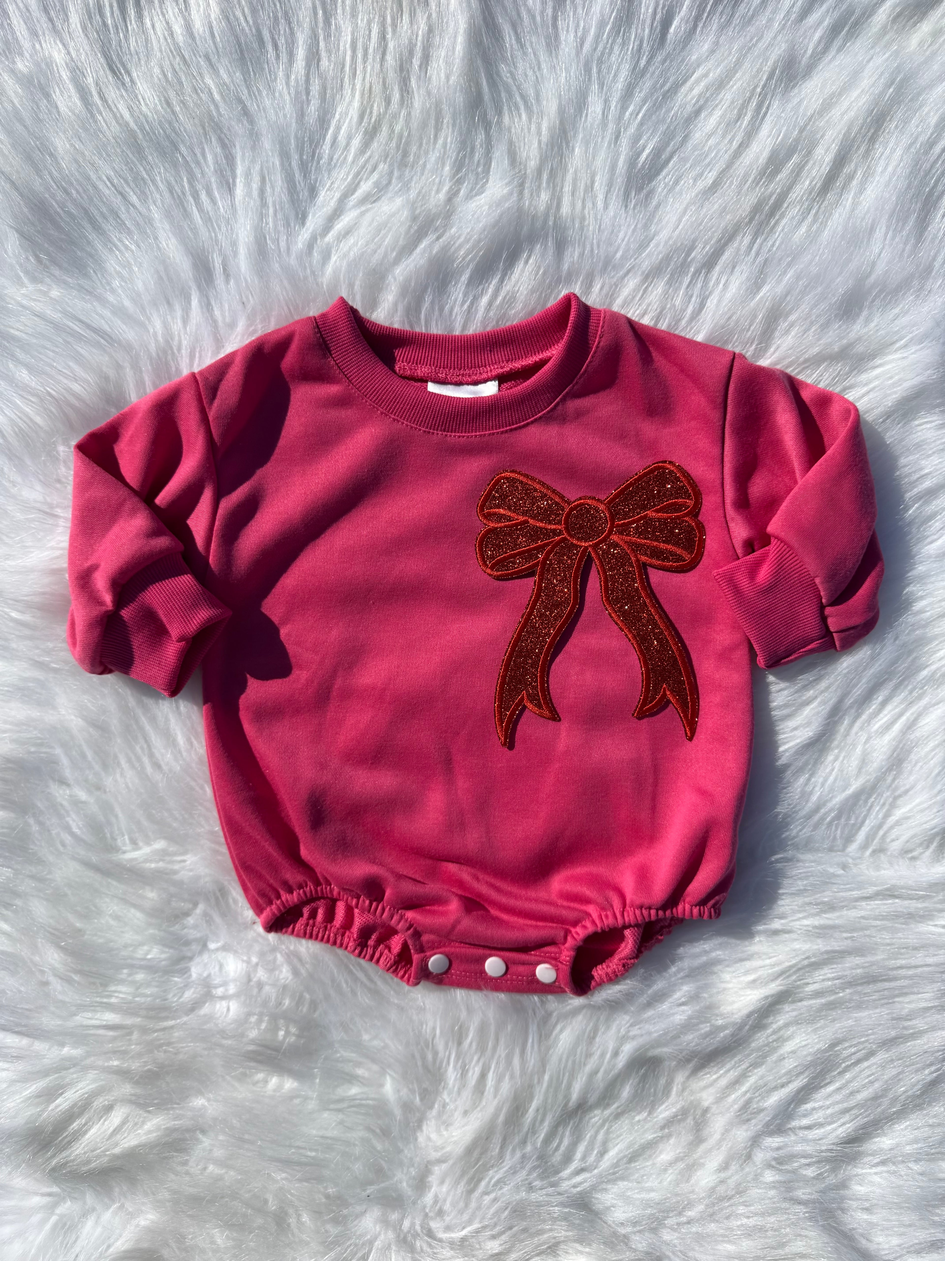 Bow patch bubble rompers (MULTIPLE OPTIONS)