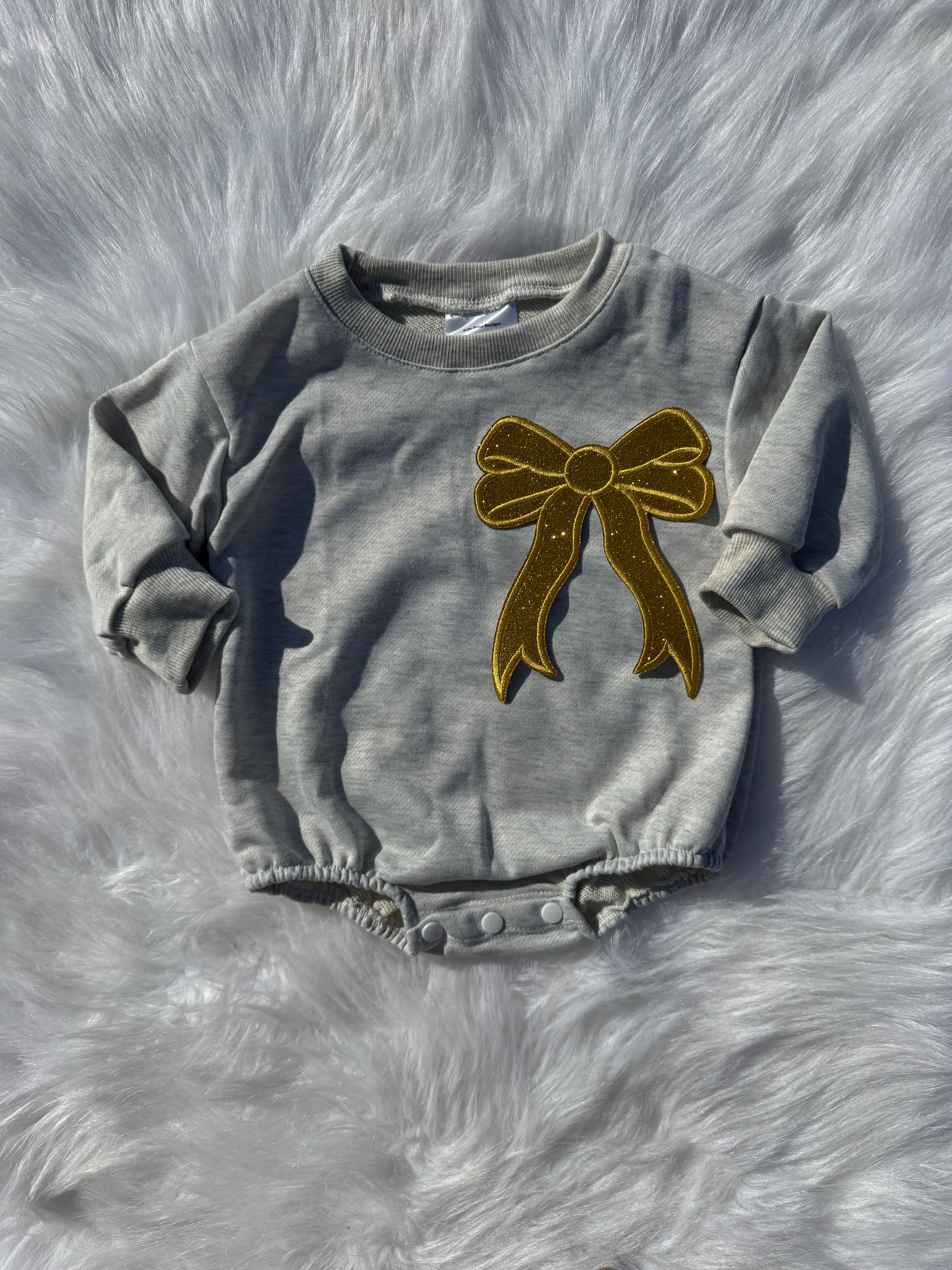 Bow patch bubble rompers (MULTIPLE OPTIONS)