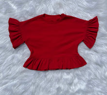 Load image into Gallery viewer, Rodeo Red ruffle top
