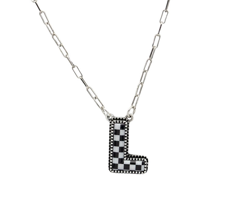 Checkered Initial necklace (FINAL SALE)