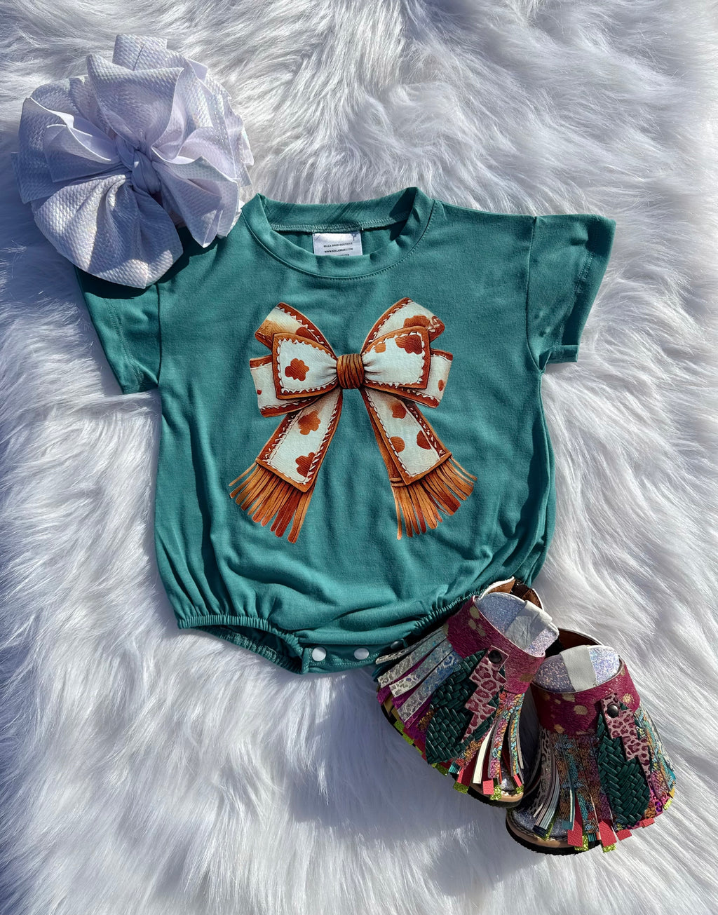 Brown Cow Bow bubble romper