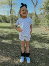 Load image into Gallery viewer, Tan Checkered Short Set
