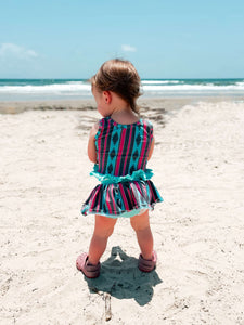 Pink & Teal Aztec Skirted Ruffle Set