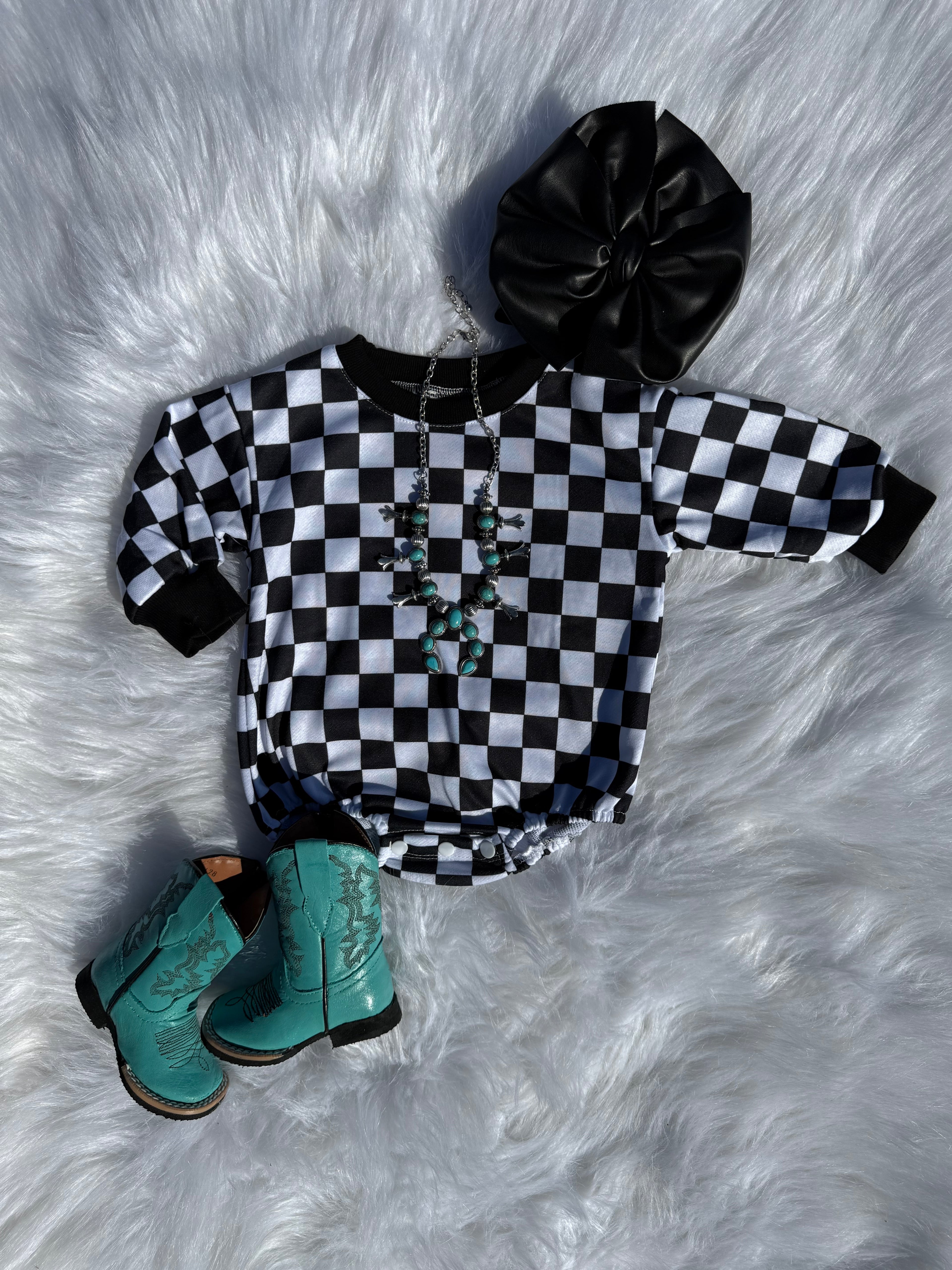 Checkered Bubble Romper