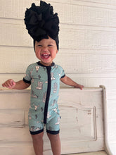 Load image into Gallery viewer, Teal Wild West Bamboo Shortie Romper
