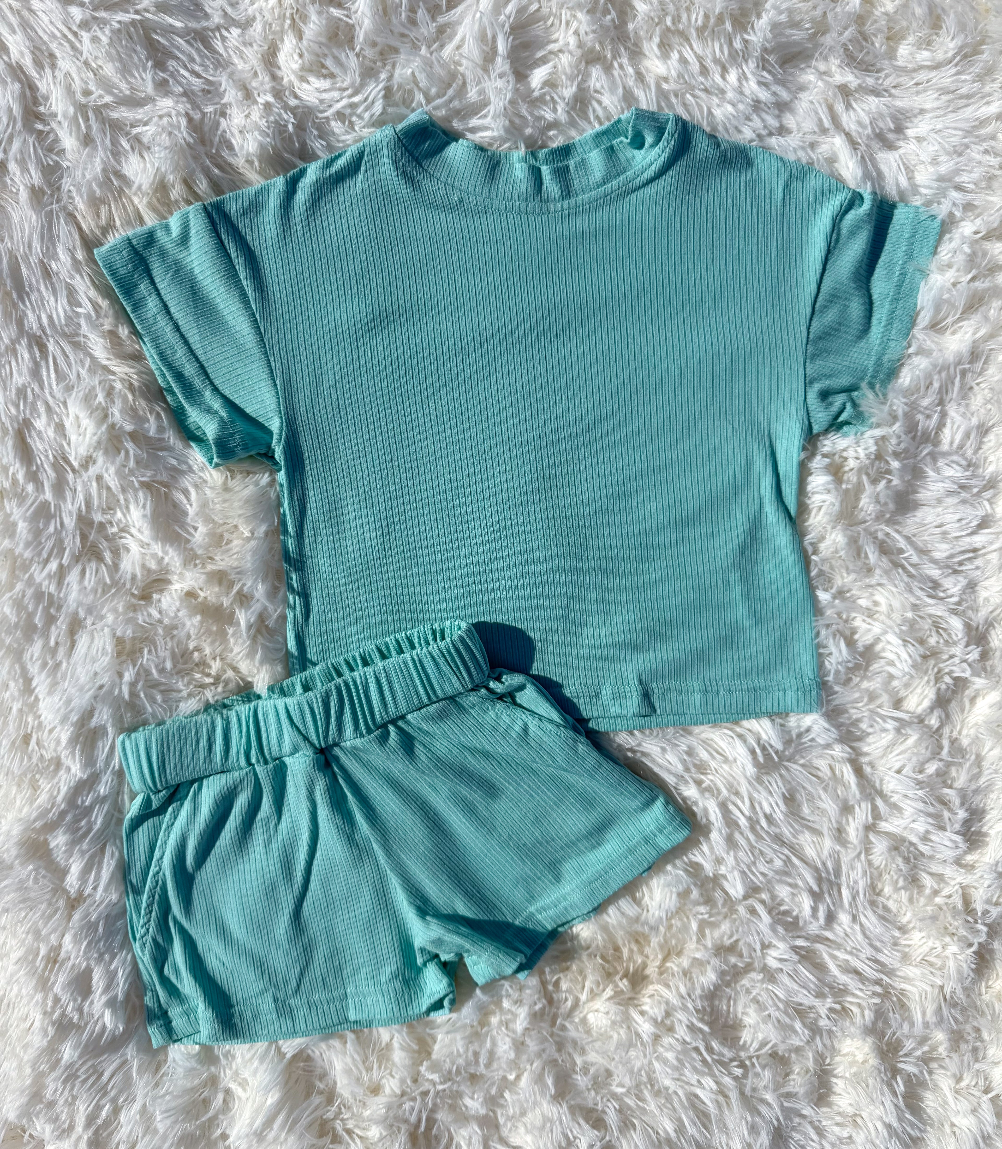 Kids mint green short set
