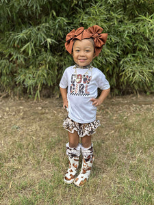 Brown cow print shorties