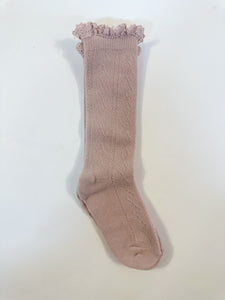 Knee High Knit Lace Girl Socks