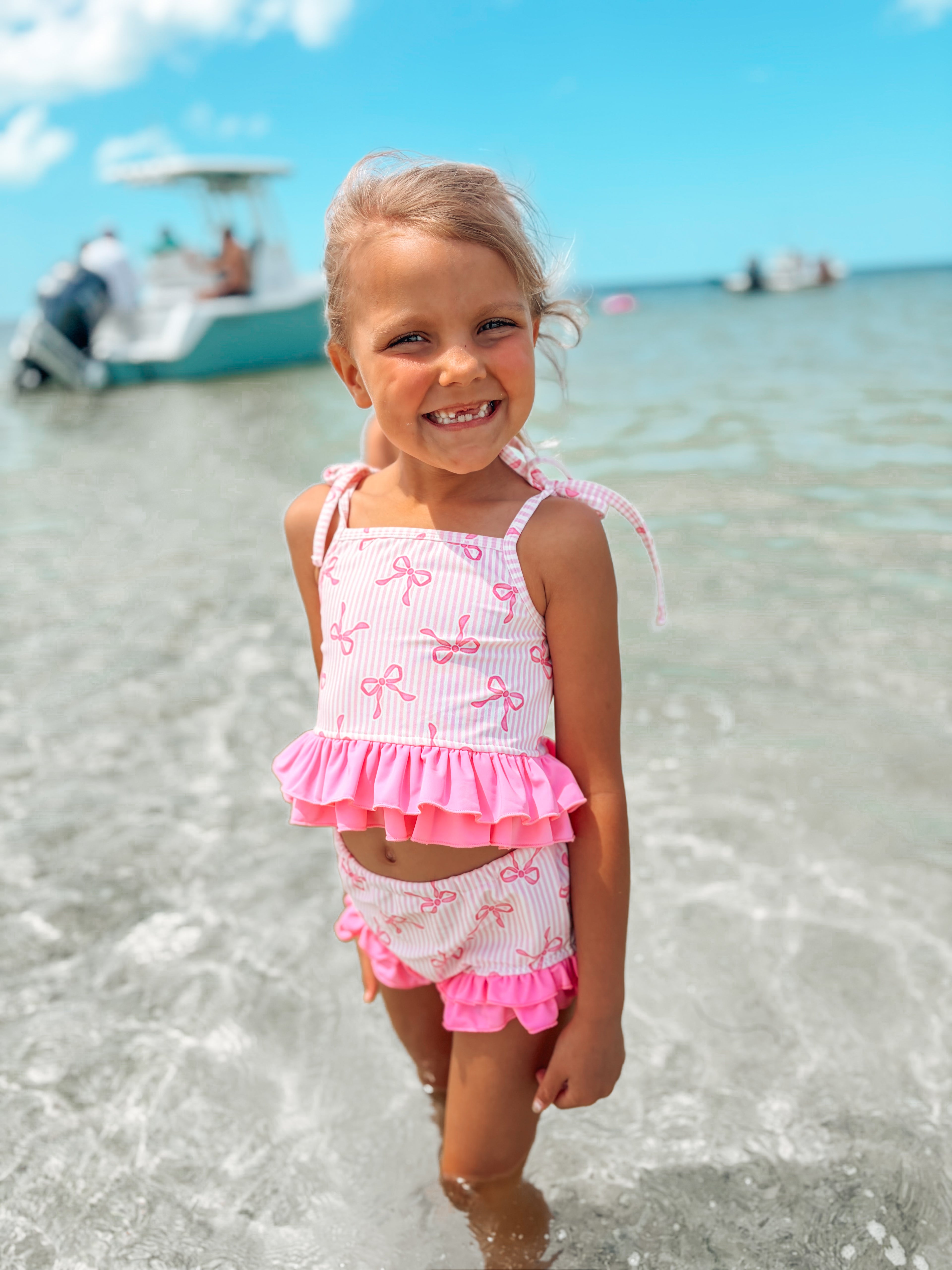 Pink Bows 2 Piece Swim Suit