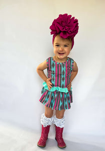Pink & Teal Aztec Skirted Ruffle Set