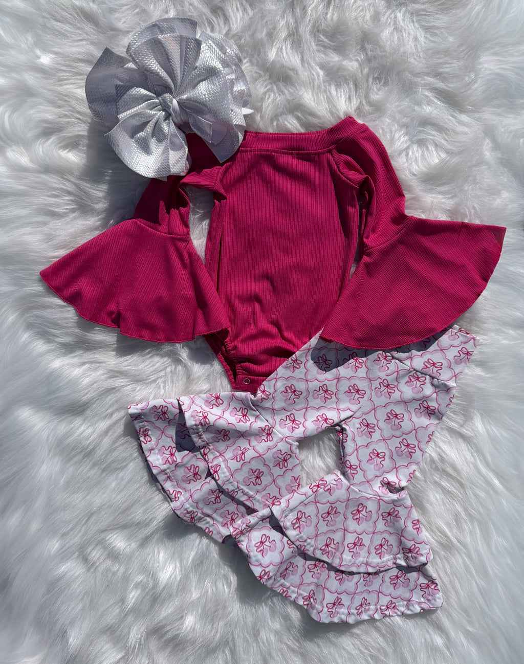 Dark Pink Bell Sleeve Leo/Top