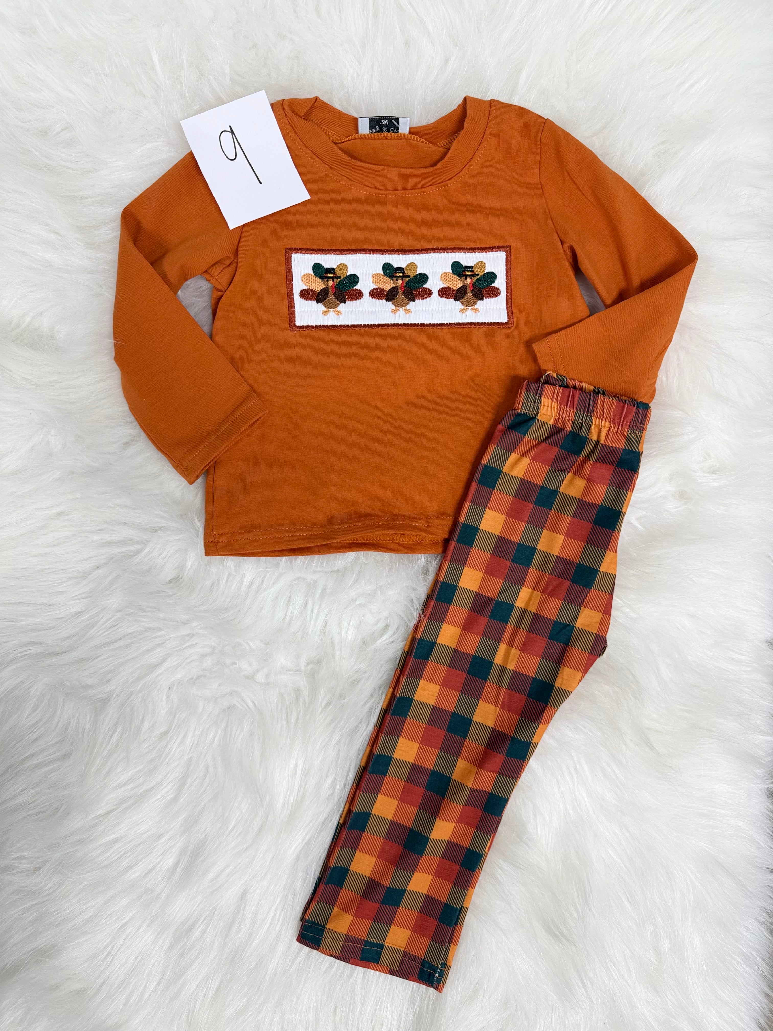 Fall Plaid Boy’s Thanksgiving Set (#9) (FINAL SALE)