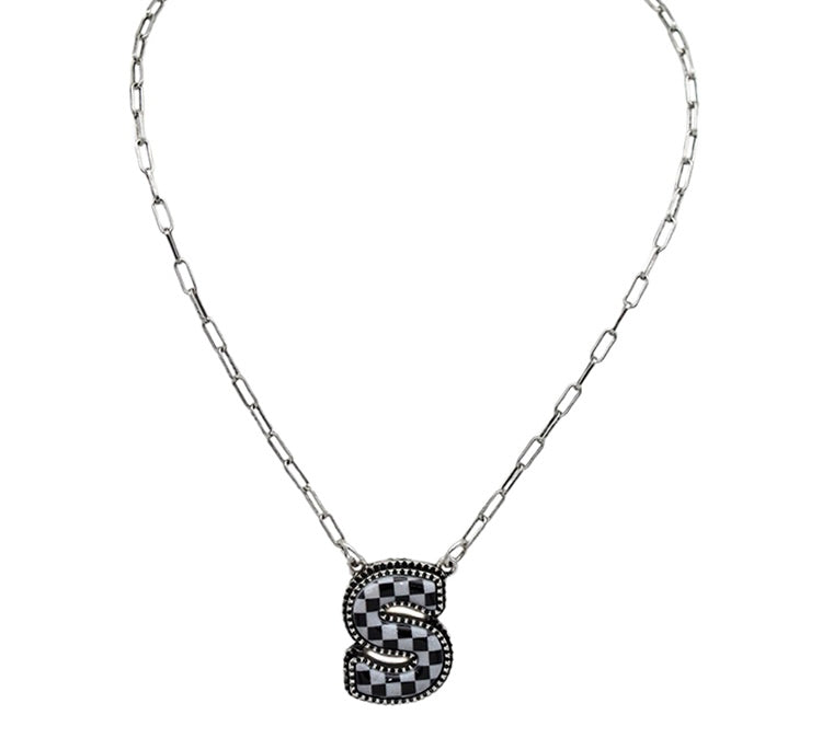 Checkered Initial necklace (FINAL SALE)