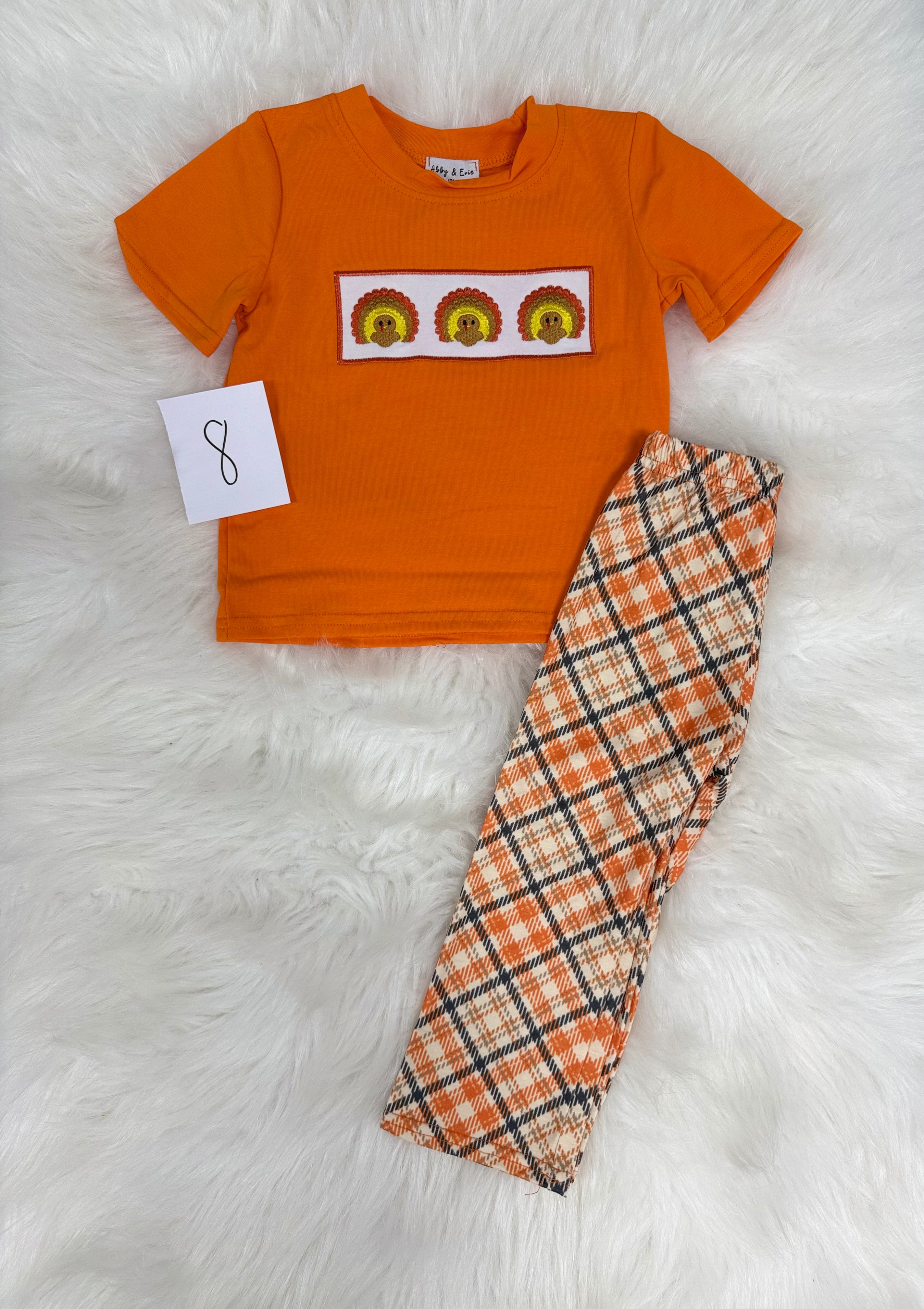 Orange Plaid Boy’s Fall Set (#8) (FINAL SALE)