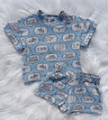 Blue western short set