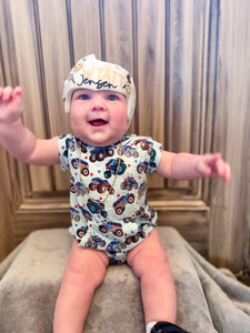 Red, White & Vrooooom Hooded Bamboo Romper