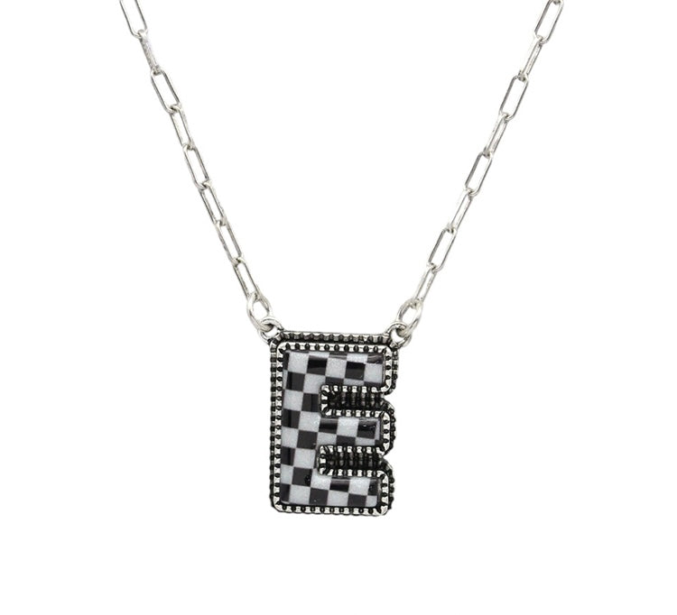 Checkered Initial necklace (FINAL SALE)
