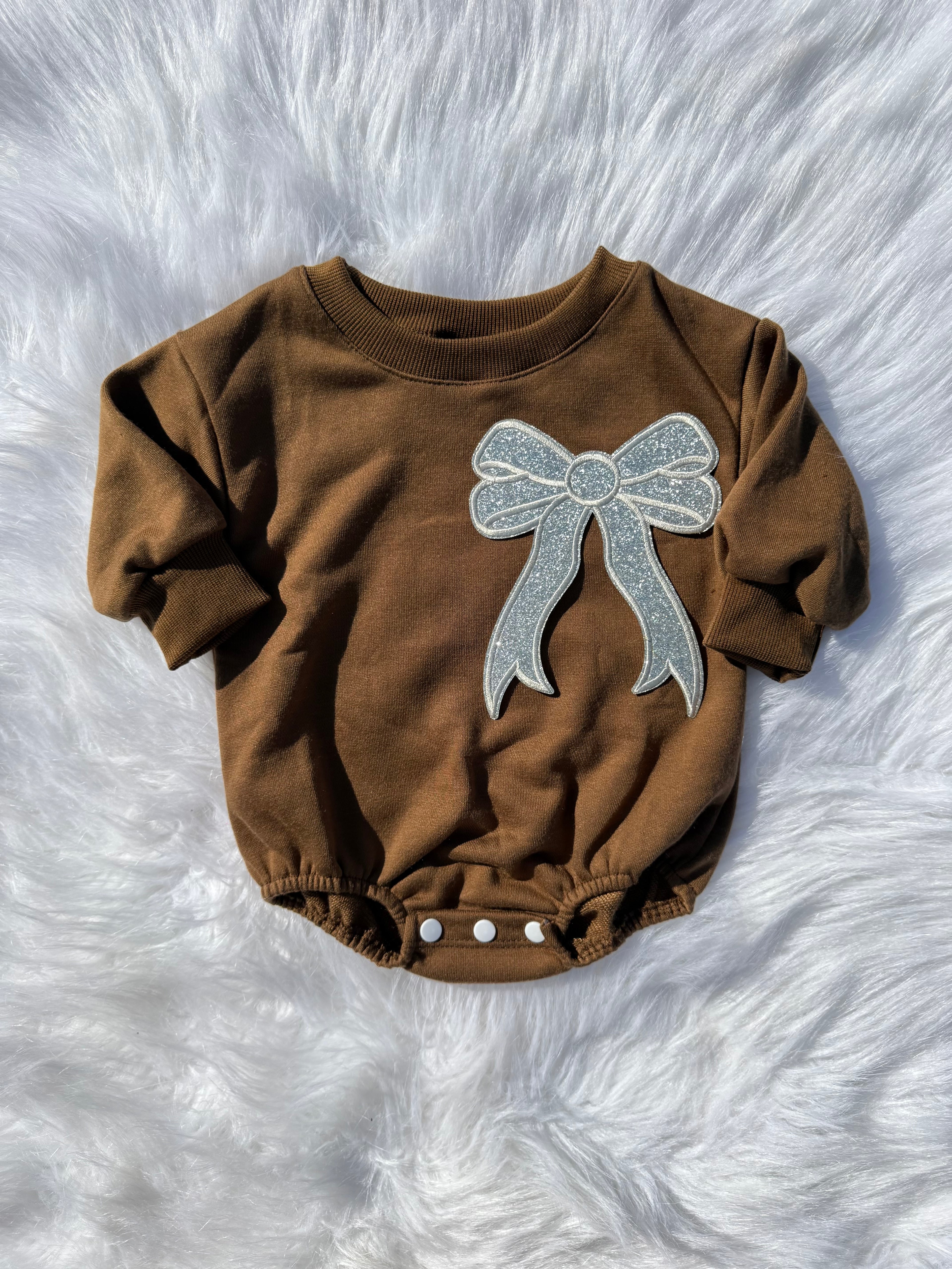 Bow patch bubble rompers (MULTIPLE OPTIONS)
