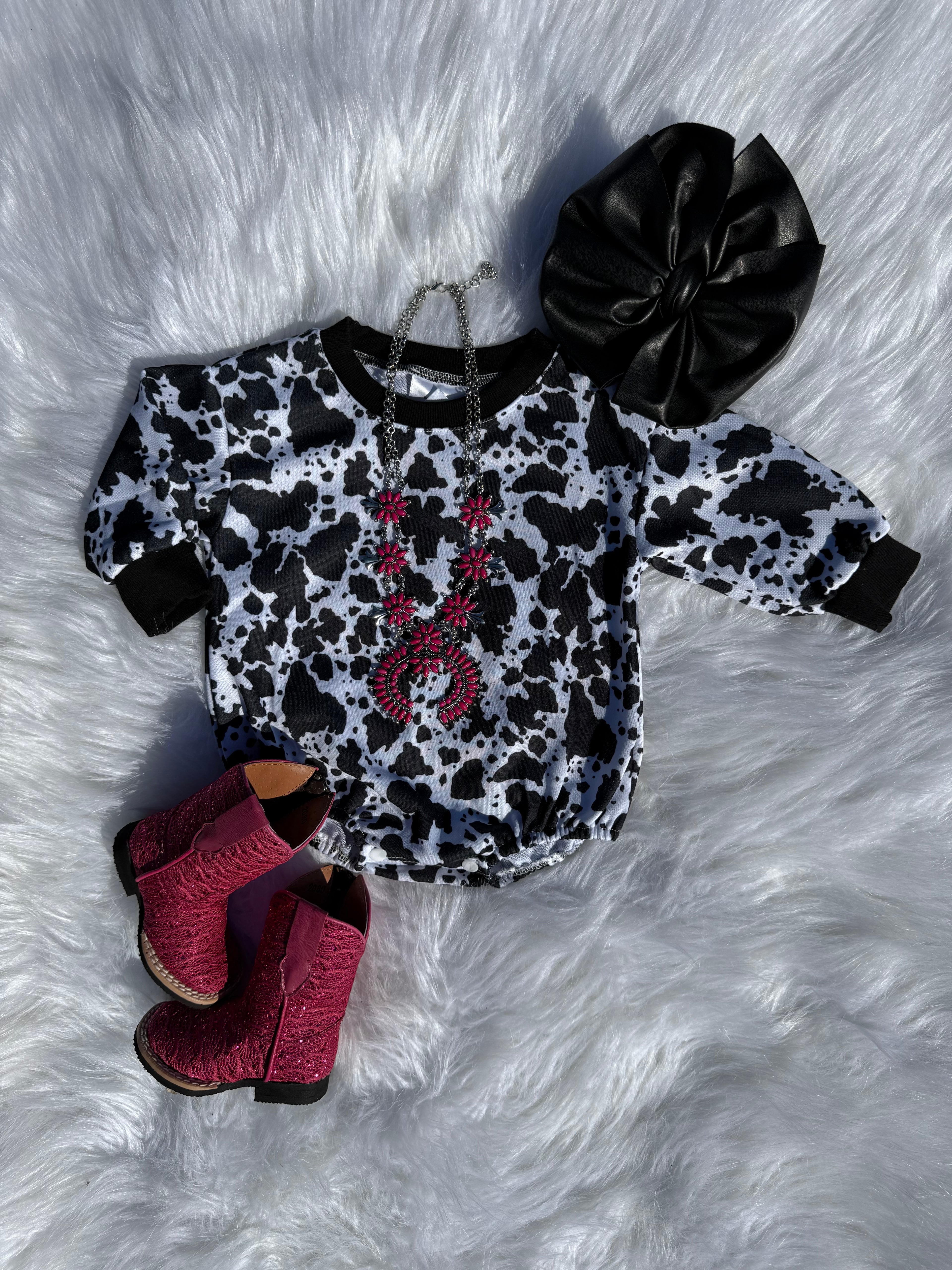 Cow Print Bubble Romper
